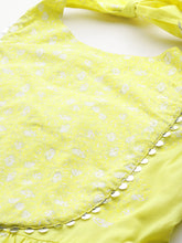 Floral Print Embellished Halter Neck Pure Cotton Tiered A-Line Dress-AHEDCOKHGL-229